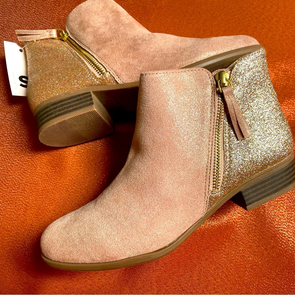 Girls RoseGold Memory Foam Side Zip Boots